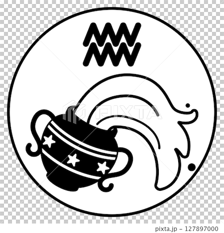 みずがめ座のイラストアイコン　モノトーン 127897000