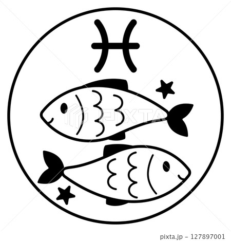 うお座のイラストアイコン　モノトーン 127897001