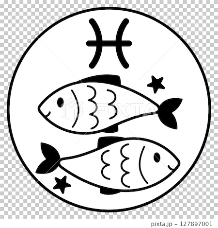 うお座のイラストアイコン　モノトーン 127897001