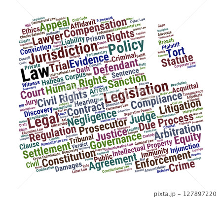 Law Word Cloud. Legal Terms And Concepts in Justice, Rights, and Governance Law Word Cloud. Legal Terms And Concepts in Justice, Rights, and Governance 127897220