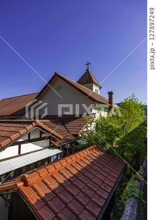 西予　卯之町の街並み　卯之町幼稚園　愛媛県西予市 127897249