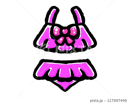 フリルビキニの落書き風イラスト素材 127897499