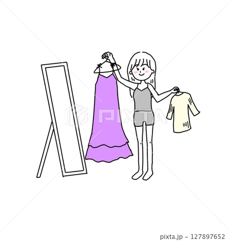 コーディネートを考える女性 127897652