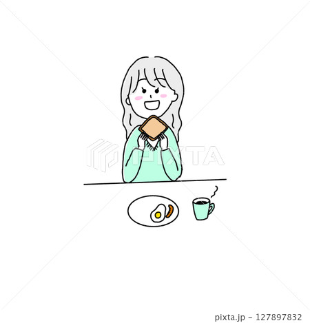 朝ごはんを食べる女性 127897832