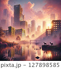 廃墟のビル群 127898585