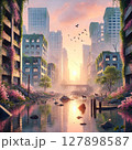 廃墟のビル群 127898587