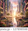 廃墟のビル群 127898588