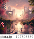 廃墟のビル群 127898589