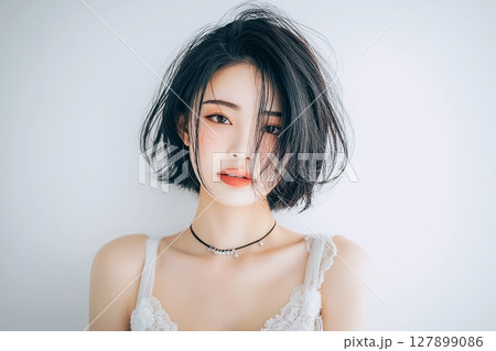 黒髪ショートヘアの美人女性「AI生成画像」 127899086