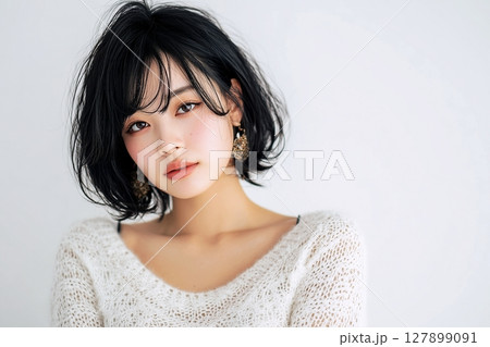 黒髪ショートヘアの美人女性「AI生成画像」 127899091