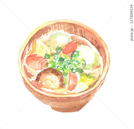 だご汁の水彩イラスト – 熊本の郷土料理 だご汁の水彩イラスト – 熊本の郷土料理 127899324