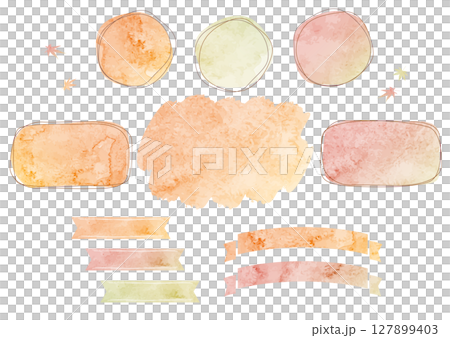 Watercolor frame and heading illustration background set (Autumn) Watercolor frame and heading illustration background set (Autumn) 127899403