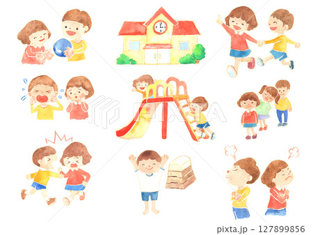 幼児・小学生の生活　イラストセット　保育　知育　生活 127899856