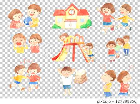 幼児・小学生の生活　イラストセット　保育　知育　生活 127899856