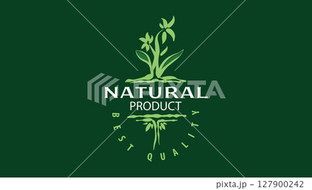 Vector logo of a natural product, hand-drawn in an artistic style Vector logo of a natural product, hand-drawn in an artistic style 127900242