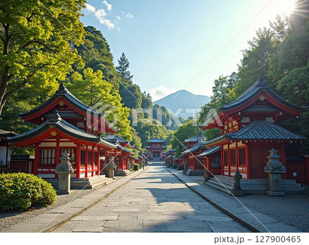 新緑に映える石清水八幡宮 127900465