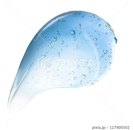 Clear facial gel swatch on white background. Skincare transparent moisturizer product sample Clear facial gel swatch on white background. Skincare transparent moisturizer product sample 127900502