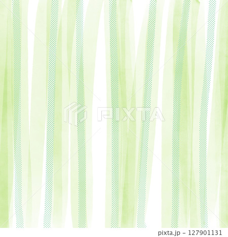 グリーンのぼんやりした水彩とドットのストライプ背景イラスト グリーンのぼんやりした水彩とドットのストライプ背景イラスト 127901131