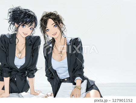 笑顔のビジネスウーマンのイラスト素材 127901152