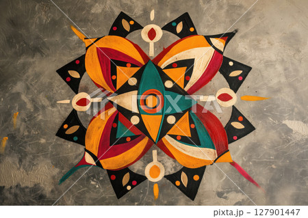 Modern rangoli design incorporating abstract...のイラスト素材 [127901447] - PIXTA
