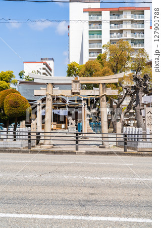 京都の石清水八幡宮からの分霊　神明八幡神社　鳥居　兵庫県西宮市神明町 127901788