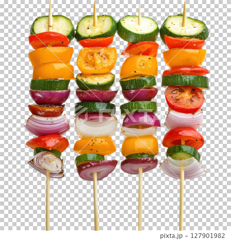 Vegetable grilled barbecue isolated on white background transparent PNG clipart. 127901982