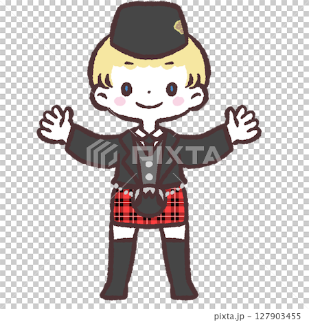 穿著英國民族服裝的兒童插圖 穿著英國民族服裝的兒童插圖 127903455