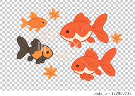 Illustration of a goldfish swimming Illustration of a goldfish swimming 127903735
