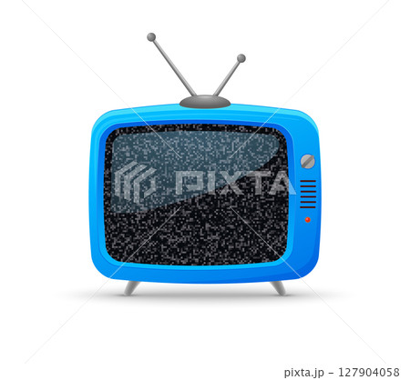 Retro television screen old blue tv icon. Vintage tv isolated vector cartoon icon 127904058