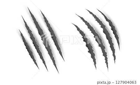 Scratch claw mark tiger bear paw icon. Animal lion slash claw vector wild monster shape design. 127904063