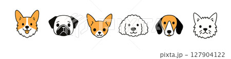 Dog head puppy vector cute icon. Dog face cartoon doodle pet flat animal corgi bulldog terrier. Dog head puppy vector cute icon. Dog face cartoon doodle pet flat animal corgi bulldog terrier. 127904122