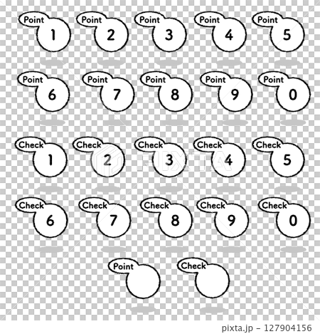 Handwritten floating Point and Check circle and oval icons Handwritten floating Point and Check circle and oval icons 127904156