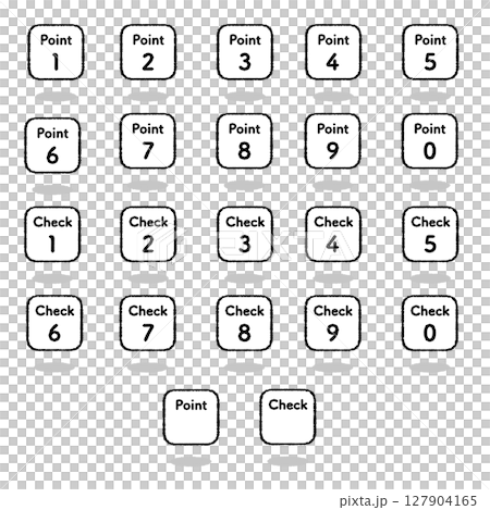手書き風浮いているPointとCheckの丸みある四角形アイコン 127904165