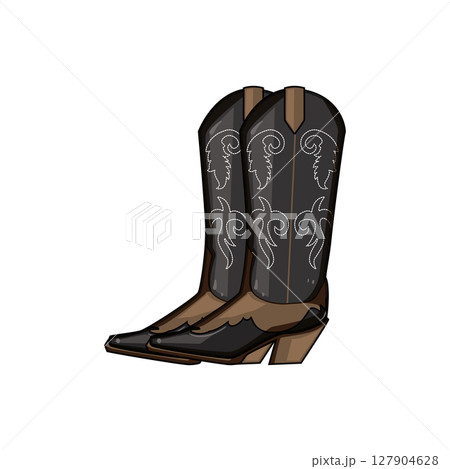 square cowgirl boots cartoon vector illustration 127904628