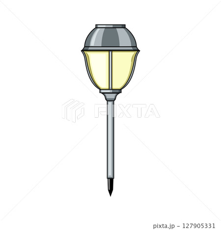 light solar powered garden lamp cartoon vector illustration 127905331