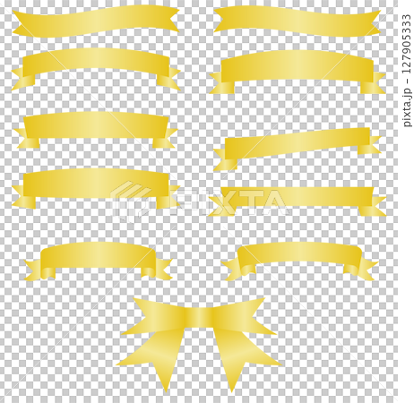 ゴールドのリボンのイラストセット 127905333