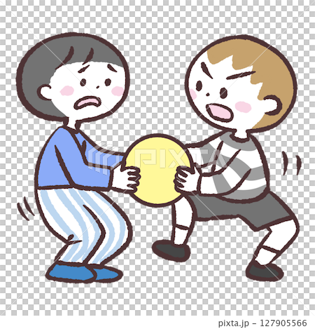 ボールを取り合う子供のイラスト 127905566