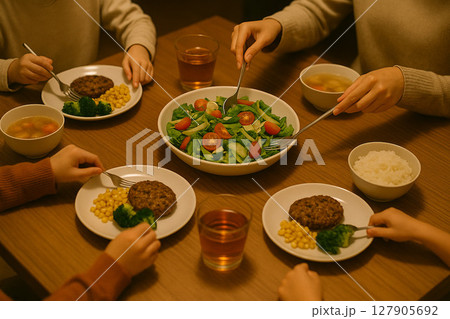 彩り豊かなヘルシー朝食セット 127905692