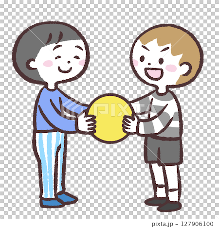 孩子們一起抱球的插圖 127906100