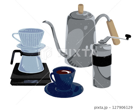 ドリップコーヒーの道具とコーヒーカップ 127906129