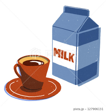 コーヒーカップと牛乳パック 127906131