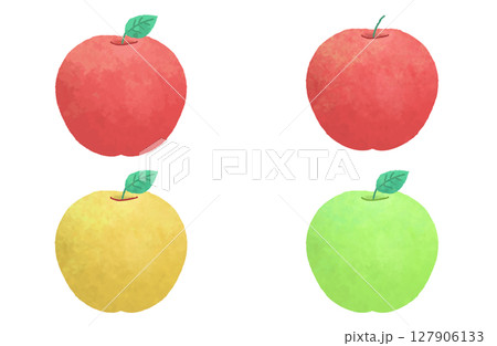 水彩風のりんごイラストセット 水彩風のりんごイラストセット 127906133