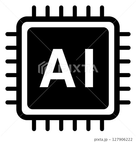 AI(人工知能)を表すアイコン、シンプルなCPUの形 AI(人工知能)を表すアイコン、シンプルなCPUの形 127906222