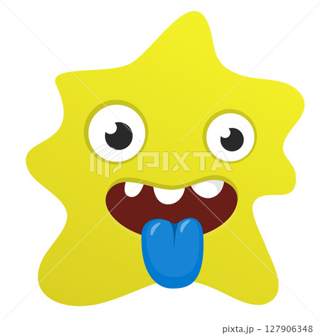 Cartoon cute monster with funny excited face expression waving hands . Vector illustration isolated on white. Halloween design Cartoon cute monster with funny excited face expression waving hands . Vector illustration isolated on white. Halloween design 127906348