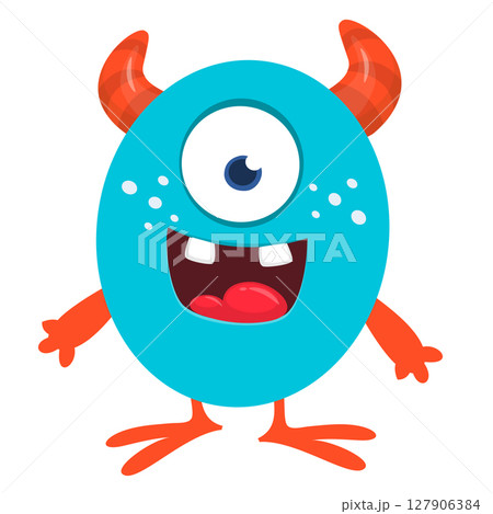 Cartoon cute alien with funny excited face expression 127906384