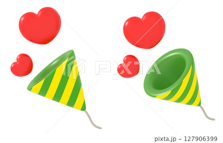 緑のクラッカーとハート 127906399