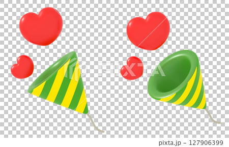 緑のクラッカーとハート 127906399