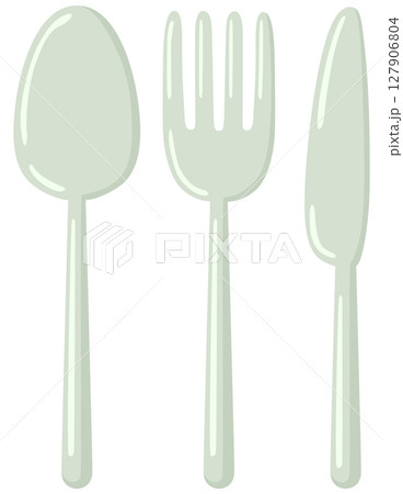 スプーン フォーク ナイフ イラストセット  ベクター素材 スプーン フォーク ナイフ イラストセット  ベクター素材 127906804