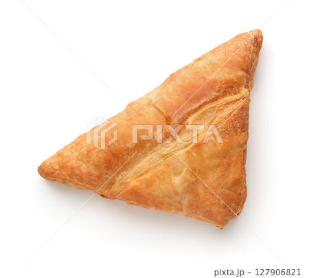 Top view of apple puff pastry turnover 127906821