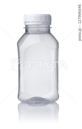 Empty small plastic transparent bottle 127906846